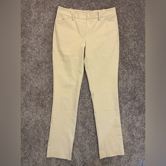 Theory Womens Izelle Chino Pants Size 4 Beige 30" inseam Stretch Made in USA EUC - Picture 2 of 16